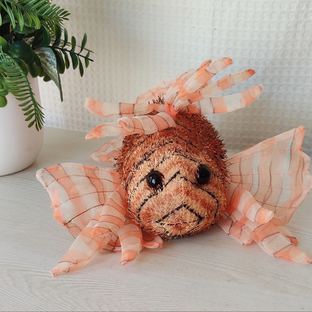 Ganz Orange Striped LionFish Plush Toy  H5.75", L 10"